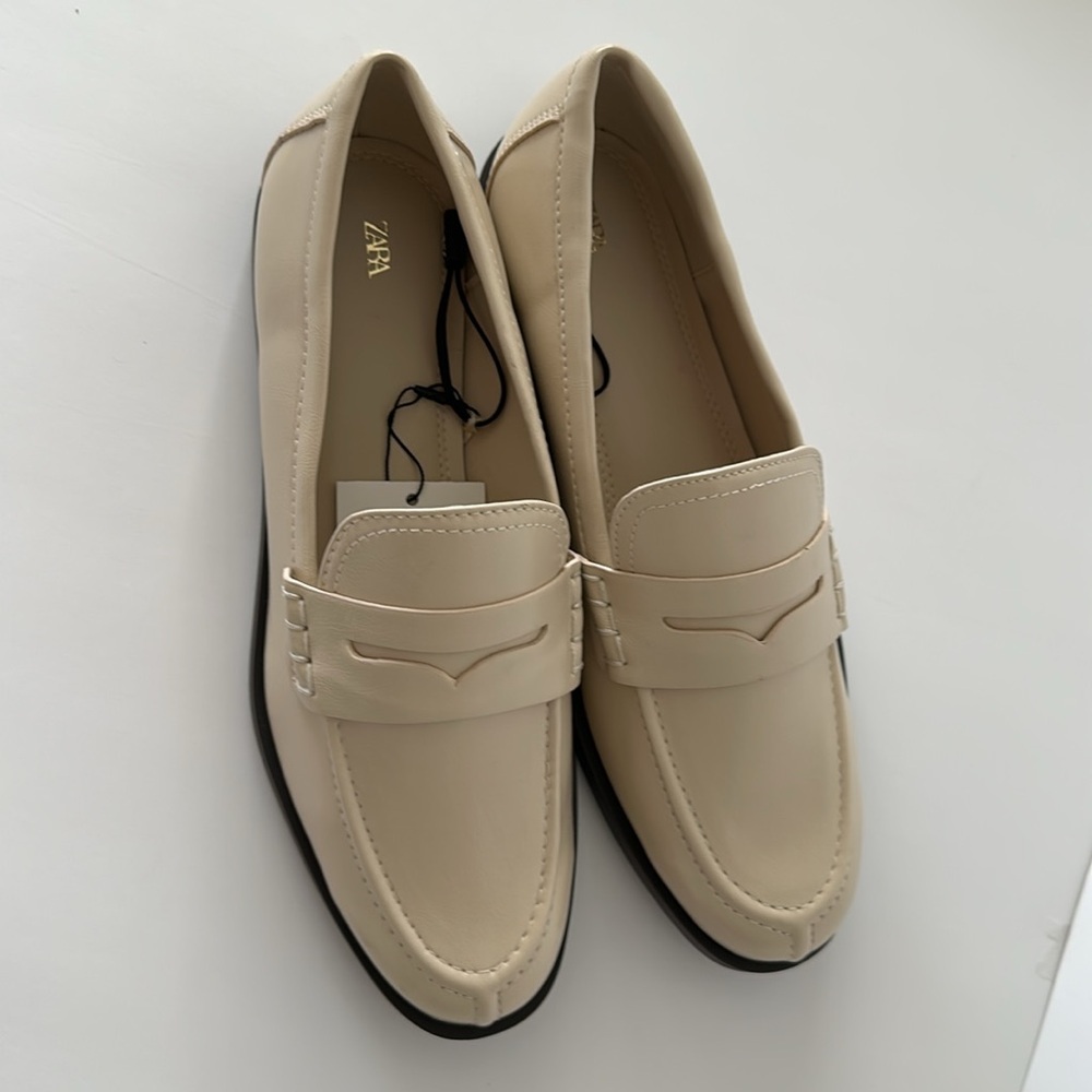 Zara Cream Women’s Loafers Size 8 - Picture 9 of 17